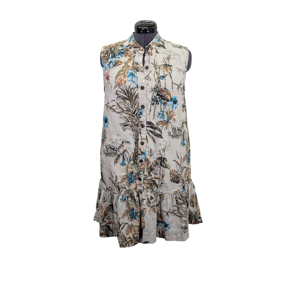 Banana Republic Women's Small Linen Tunic Dress Tropical Floral Resort Boho